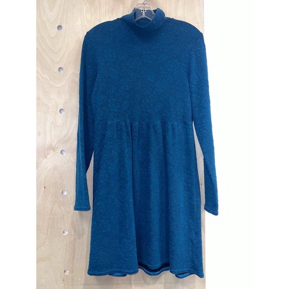 Cut. Loose Womens Green Mock Neck Long Sleeve Pleated Tunic Sweater Dress Size M - Picture 2 of 8